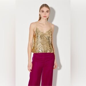 NWT Walter Baker Haley Gold Sequin Top